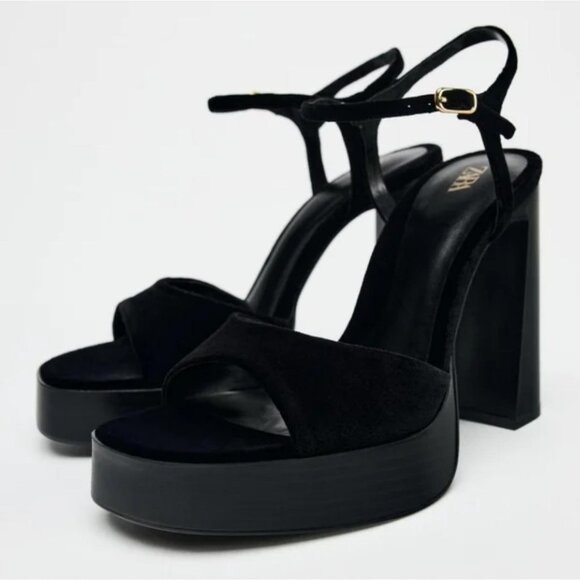 ZARA VELVET EFFECT PLATFORM SANDAL - Picture 2 of 7